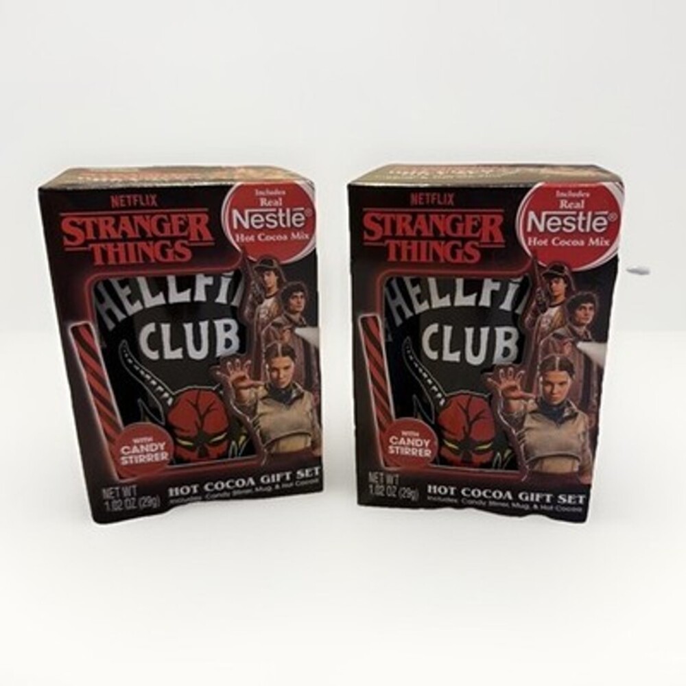 2-Stranger Things Hellfire Club Mug & Nestle Hot Cocoa Gift Set Brand New
